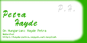 petra hayde business card